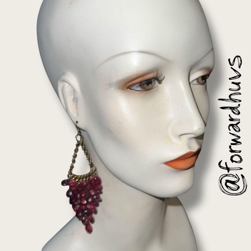 Purple Beaded Dangle Earrings – 4.5”